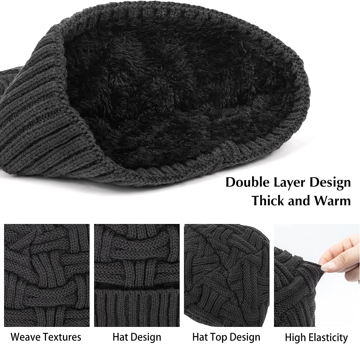 Loritta 2 Pack Winter Beanie Hat Set Warm Knitted Slouchy Thick Baggy Beanie Skull Cap for Men Women Gifts - Image 7